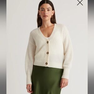 Quince Baby Alpaca-Wool Cropped Cardigan in Ivory NWT